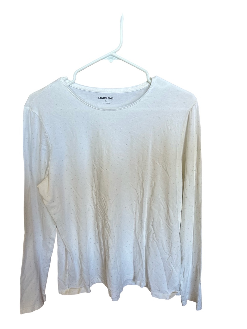 Lands' End White Crewneck Long Sleeve Top